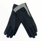Kép 1/2 - Női velvet jersey kesztyű, tyúkláb, fekete színben