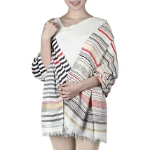 női sál, csíkos+etno, 70 x 180 cm