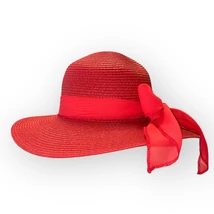 Női szalma kalap, 5526, piros színben