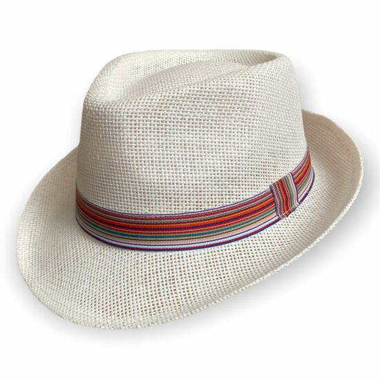 Férfi papírszalma kalap, 21046, fehér színben, 59