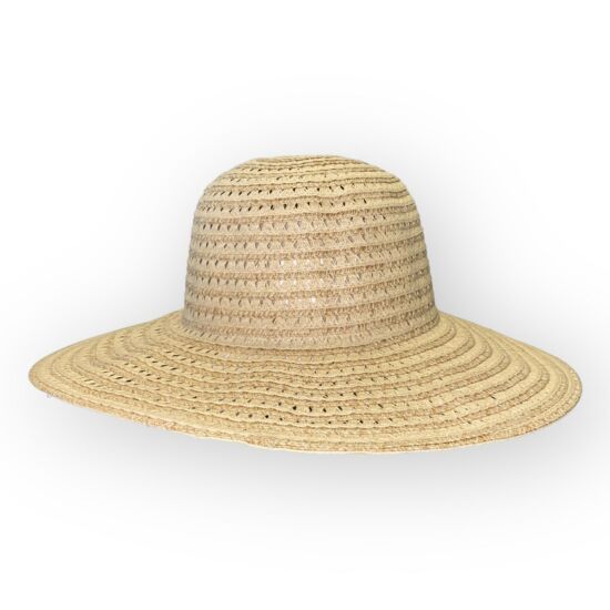 Női szalma kalap, szellőző, 22004, natúr/bézs színben
