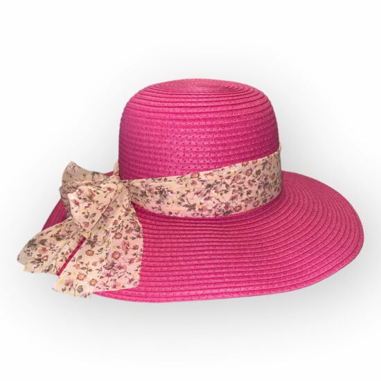 Női szalma kalap, 22032, pink színben