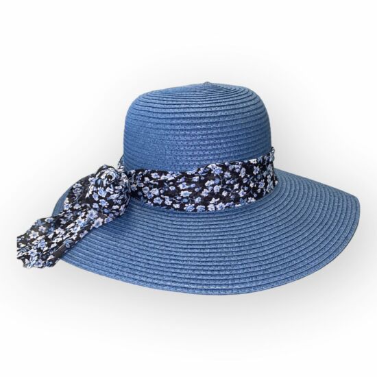 Női szalma kalap, 22032, kék színben