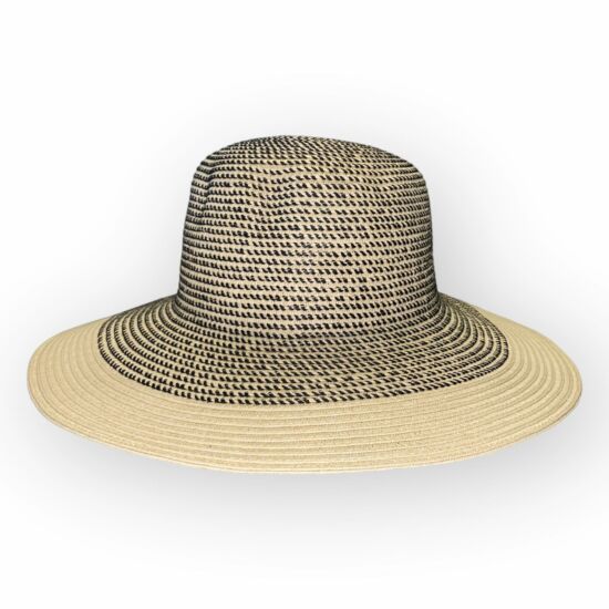 Női exkluzív szalma kalap, 22116, natúr/fekete színben