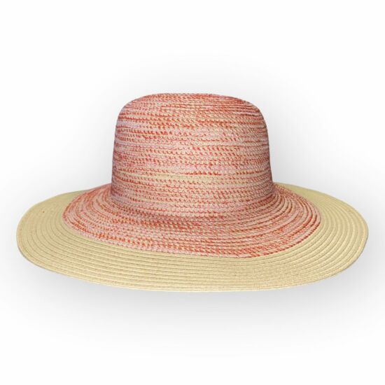 Női exkluzív szalma kalap, 22116, natúr/piros színben