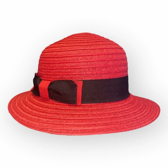 Női exkluzív szalma kalap, 22194, piros színben