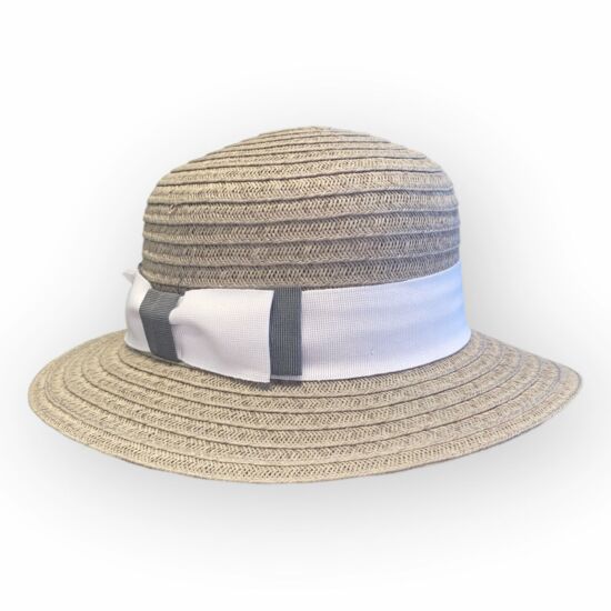 Női exkluzív szalma kalap, 22194, szürke színben