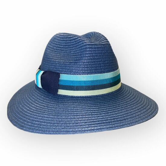 Női exkluzív szalma kalap, 22403, kék színben