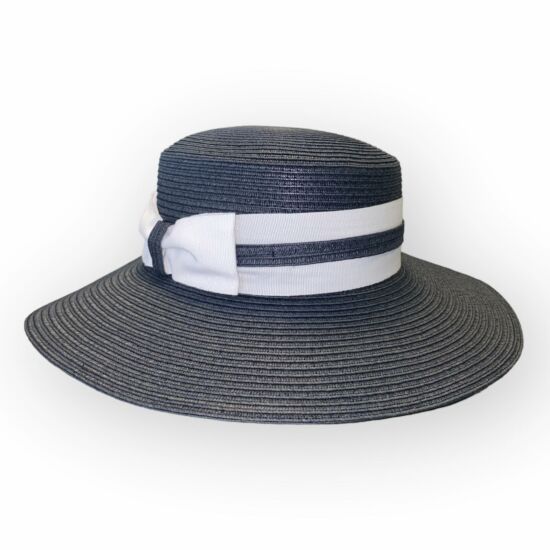 Női exkluzív szalma kalap, 22404, kék/fehér színben