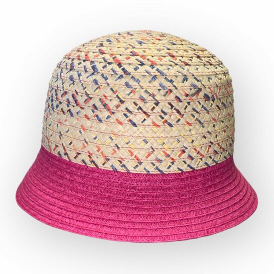 Női exkluzív szalma kalap, 22420, natúr/pink színben