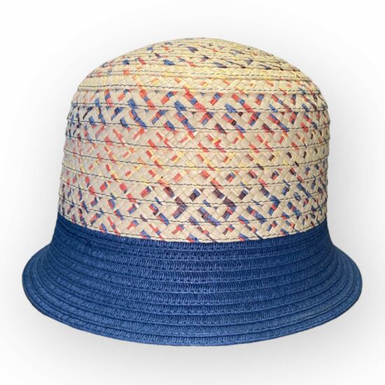 Női exkluzív szalma kalap, 22420, natúr/kék színben
