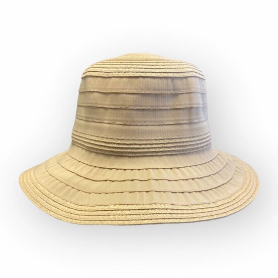 Női szalma-vászon kalap, 3627001, bézs színben