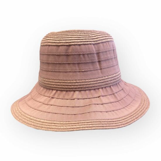Női szalma-vászon kalap, 3627001, fáradt rózsaszín színben