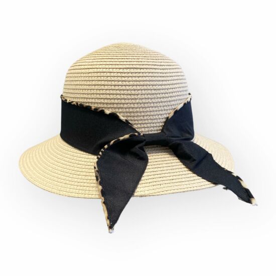 Női szalma kalap, 3669064, bézs színben, ocelot díszítéssel