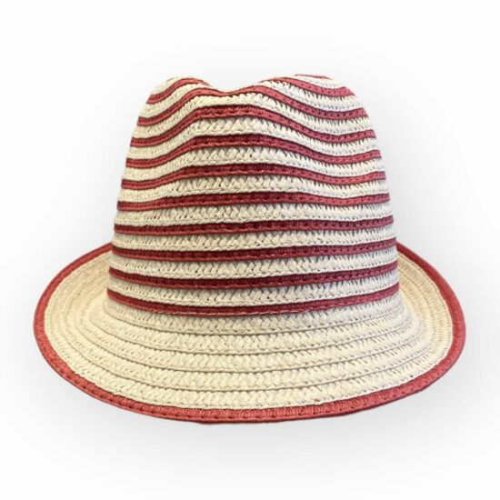 Női papírszalma kalap, 3669803, piros/bézs színben