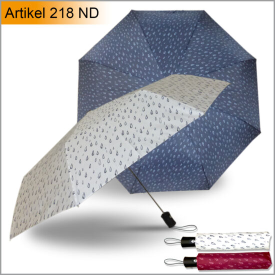 Női összecsukható mini esernyő, automatikus nyitás-zárás, alu-fiberglas váz, esőcseppes huzat