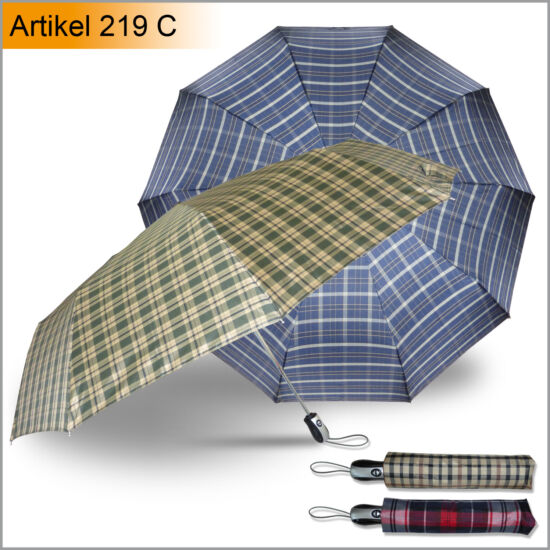 Női összecsukható mini esernyő, automatikus nyitás-zárás, 10 paneles, fonalfestett huzat, átmérő: 100 cm, összecsukva 30,5 cm, súlya: 375 g. Garancia: 12 hónap 