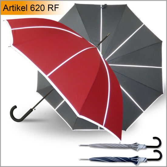Női automata hosszú esernyő, rugalmas, üvegszálas küllők, FÉNYVISSZAVERŐ keret, átmérő: 103 cm, összecsukva 88 cm, súlya: 422 g. Garancia: 12 hónap 
