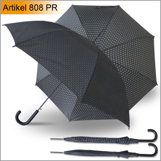 Férfi automata hosszú esernyő, fekete fém váz, nyomott mintás, átmérő: 102 cm, összecsukva 88 cm, súlya: 424 g. Garancia: 12 hónap 
