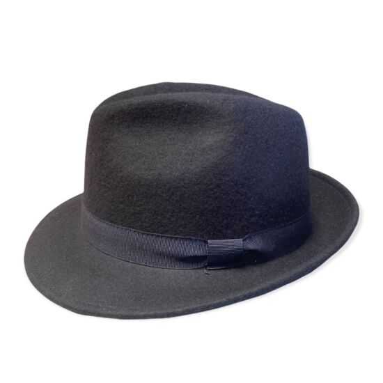 Férfi impregnált gyapjú kalap, kiskarimás, sötétkék színben, 55