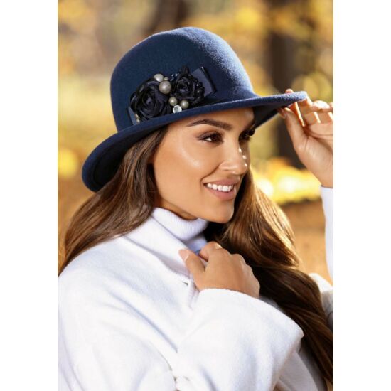EMPIS női gyapjú kalap, sötétkék színben
